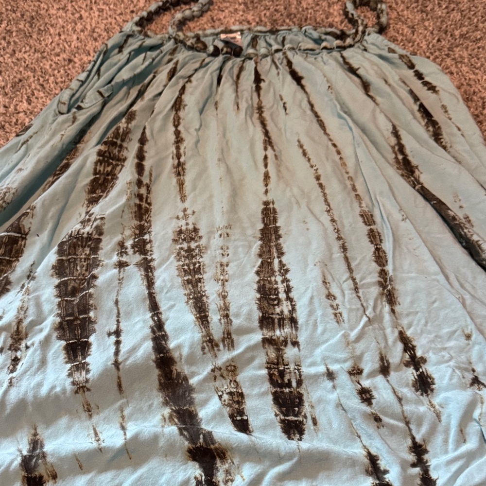 Bali Light Blue and Brown Tie-Dye Braided-Strap Tunic (one size) - Picture 5 of 7